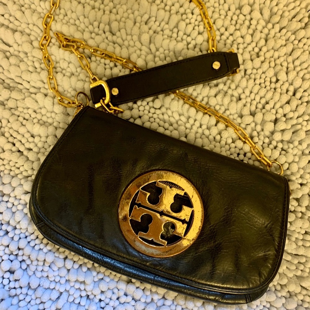 Tory Burch black and gold crossbody
